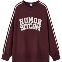 森马 Semir卫衣女中长款插肩袖宽松撞色个性春时尚字母上衣街头酷 红色调00466 170/92A/XL