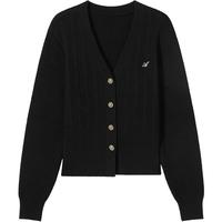 【AN大码系列】春秋装V领立体花纹肌理女式长袖针织开衫