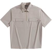 太平鸟男装 半拉链polo衫男宽松翻领大口袋时尚polo衫 卡其(宽松) M