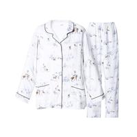 Cutelife【轻羽】女士竹棉春夏月子家居服竹纤维舒适睡衣产后哺乳套装 【四层-带哺乳口】林间鹿 XL码【60-75kg】