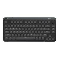 珂芝i75矮轴办公游戏机械键盘轻薄便携铝合金边框三模连接无线蓝牙2.4G全键无冲热插拔 伯爵黑-白雨轴-三模-多功能旋钮