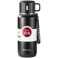 西多米保温杯男士大容量茶水分离泡茶杯316不锈钢水杯运动户外便携水壶 黑色【抗菌316+茶水分离】 1000ml