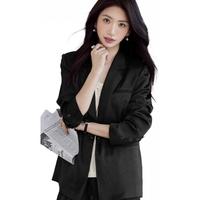 伊芙丽（eifini）伊芙丽仿醋酸面料顺垂正肩亲肤舒适显瘦西装外套女2025春季 黑色 西装外套发 S