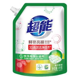 超能 洁净柔护洗衣液袋装1kg香味持久补充液去污渍手洗家庭装整箱 500g洁净柔护