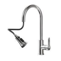 雨虹飞鱼东方雨虹厨房水龙头洗菜盆三功能抽拉龙头360°旋转冷热双控亮银