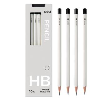 得力 白色六角杆书写铅笔HB(白)(10支/盒)绘画涂鸦HC809-HB学生开学文具