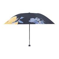 天堂伞 Paradise黑胶防晒防紫外雨伞太阳伞轻小便携折叠晴雨伞两用女男遮阳伞 午夜蓝(三折加固款)芳含花梦