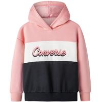 匡威女童连帽卫衣冬季加绒印花撞色套头连帽卫衣 烛光桃 155(L) 