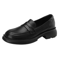 【牛皮头层】时尚真皮乐福鞋女防磨粗跟女鞋休闲深口单鞋百搭鞋子