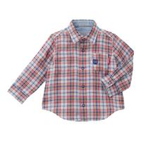 MIKIHOUSE 儿童休闲格子双层纱双面穿衬衫红白格子 100cm