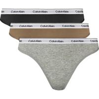 Calvin KleinCK女士循环提花棉质比基尼三角内裤 三条装 PZ7黑/灰/灰棕 XL