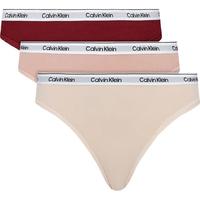 Calvin KleinCK内衣女士循环提花棉质比基尼三角内裤 三条装 PYT杏/粉/红 M 