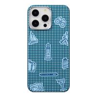 PITAKA适用苹果iPhone15Pro手机壳偶遇韦斯安德森艺术凯夫拉非碳纤维磁吸高级超轻薄格子壳保护套 AWA联名-冰海