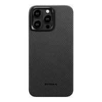 PITAKA MagSafe磁吸 iPhone15Pro手机壳 芳纶纤维 黑灰细纹