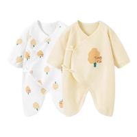 童泰婴儿连体衣新生儿衣服四季0-6月初生宝宝哈衣爬服纯棉内衣2件装 黄白小树（四季款） 52cm (0-2个月身高50-55cm)