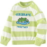 巴拉巴拉童装儿童卫衣女童男童2025时尚春秋装宽松卡通印花上衣潮 白绿色调00414 120