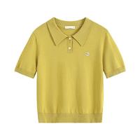 简约POLO领短袖针织衫女2025夏季舒适透气学院风薄款上衣