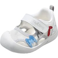 牧童童鞋男宝宝学步鞋2025夏季透气步前鞋女童防撞软底婴幼儿凉鞋 晨雾灰 18 鞋内长13.5cm/适合脚长13.2cm