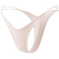 埃茉丁字裤女性感火辣内裤低腰纯欲T裤高叉纯棉一片式无痕三角裤 白色+粉红+浅肤 3条 L (105-125斤)