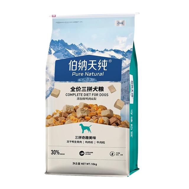 PLUS会员：伯纳天纯 鸭肉梨冻干三拼全价狗粮10kg