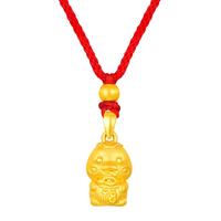 Lossot本命年足金福蛇黄金吊坠3D硬金珠蛇生肖项链挂坠金饰