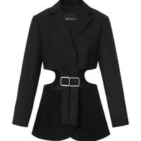 镂空解构金属扣宽肩西装外套女装