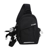 酷咖 胸包女斜挎包男 手机包单肩包大容量休闲运动小背包 黑色