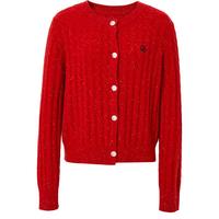 迪赛尼斯（DESIGNICE）2024冬季格雷系气质软糯开衫宽松圆领长袖彩点毛衣女 红色 M