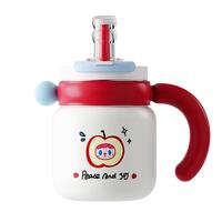 bablov 保温杯女士大容量陶瓷内胆茶水分离吸管水杯子 奶油红果900ml