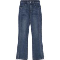 开叉微喇牛仔裤女夏季时尚百搭显瘦喇叭裤九分裤