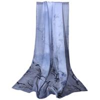 上海故事真丝丝巾杭州丝绸真丝围巾100%桑蚕丝真丝女防晒纱巾 寒中雾梅