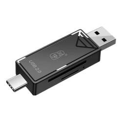 川宇 USB2.0高速读卡器SD/TF多功能USB/Type-C苹果16/15手机OTG读卡单反相机监控记录仪存储内存卡 黑色