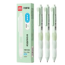 得力 按动可擦中性笔 子弹头热可擦中性笔 0.5mm晶蓝热敏可擦签字笔中性笔 3支/盒SA397