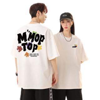MMOPTOP潮流印花T恤男士夏季日系高街宽松圆领半袖纯棉短袖M0032白色M M（100-120斤）