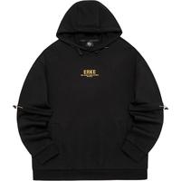 鸿星尔克男装连帽套头衫秋季潮流上衣运动卫衣男【无双系列】 11222302254 正黑 2XL