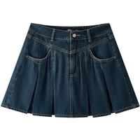 森马（Semir）牛仔半身裙女凉感百褶裙俏皮元气2025夏辣妹A字短裙chic 牛仔蓝80317 L 165/70A