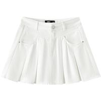 森马（Semir）牛仔半身裙女凉感百褶裙俏皮元气2025夏辣妹A字短裙chic 白色调00311 M 160/66A