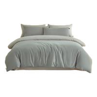 梦百合40支全棉床上用品四件套 极简风格被单床套四件套 银灰+梧桐灰 1.2米床 【适配被套160x210cm】