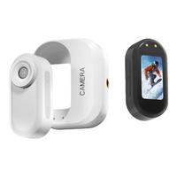 摄徒运动拇指相机骑行记录仪 旅游户外拇指摄像头便携式拍摄高清volg胸前固定头戴摄像机 白色【磁力充电仓+带屏录制+可拆卸背夹】 128G