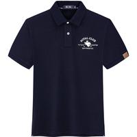 七匹狼【穿久如新】短袖T恤男夏翻领休闲透气男装衣服 102(深蓝) 2XL 180/96A