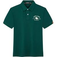 七匹狼【穿久如新】短袖T恤男夏翻领休闲透气男装衣服 201(墨绿) L 170/88A