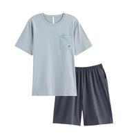 海澜之家 男士纯棉抗菌圆领短袖短裤家居服套装