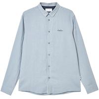 杰克·琼斯（JACK&JONES）25年男装长袖衬衫男垂感天丝亚麻男士衬衣商务休闲内搭外穿刺绣 薄雾色E40 XS 165