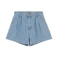 BASIC HOUSE/百家好牛仔短袖外套女夏季宽松牛仔短裤套装 蓝色短裤 M