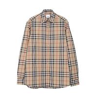 【休闲棉质】男士春秋款经典格纹典藏米色衬衫