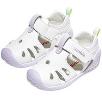 基诺浦 宝宝软底凉鞋25夏季男女儿童学步鞋8-18个月透气宝宝鞋子GB2430 白色/淡紫 19.5 120mm 适合脚长116-124mm