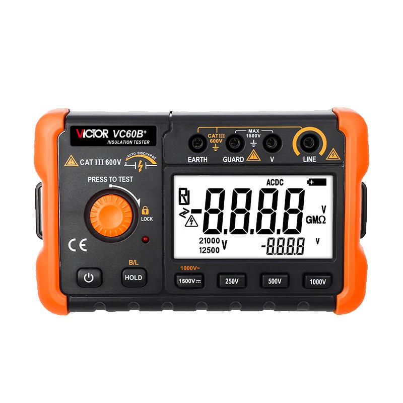 胜利仪器（VICTOR）数字兆欧表 绝缘电阻测试仪500V/1000V/2500V电子摇表绝缘电阻表  VC60B+绝缘（5000MΩ 1000V ）
