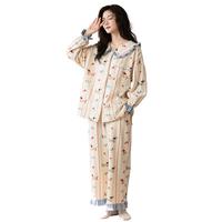 棉柔质感联名系列睡衣春秋开衫长袖可外穿家居服女士睡衣套装