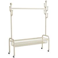 天地鱼踢脚线取暖器烘衣架晾衣架落地卧室贴脚线家用烘干一体凉衣架 奶油白120cm晾衣带网篮-无取暖器