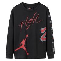 NIKE JORDAN耐克AJ童装男童纯棉长袖T恤23号飞人儿童上衣 正黑色 135 /68 【身高122-128cm】 135/64(XS)